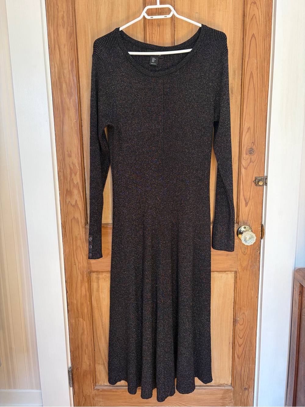 Bailey 44 Black Metallic Long-Sleeve Knit Maxi Dress